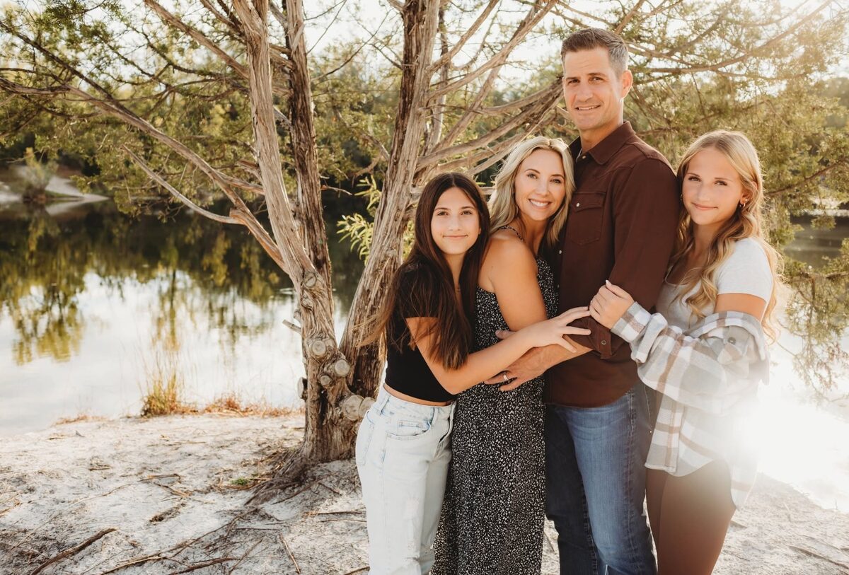 Jack French with his wife Christia and daughters Harper and Sawyer
